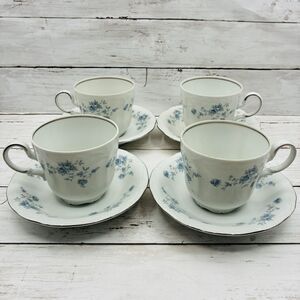 Johann Haviland Blue Garland Footed Tea Cup & Saucer Bavaria Germany Set of 2